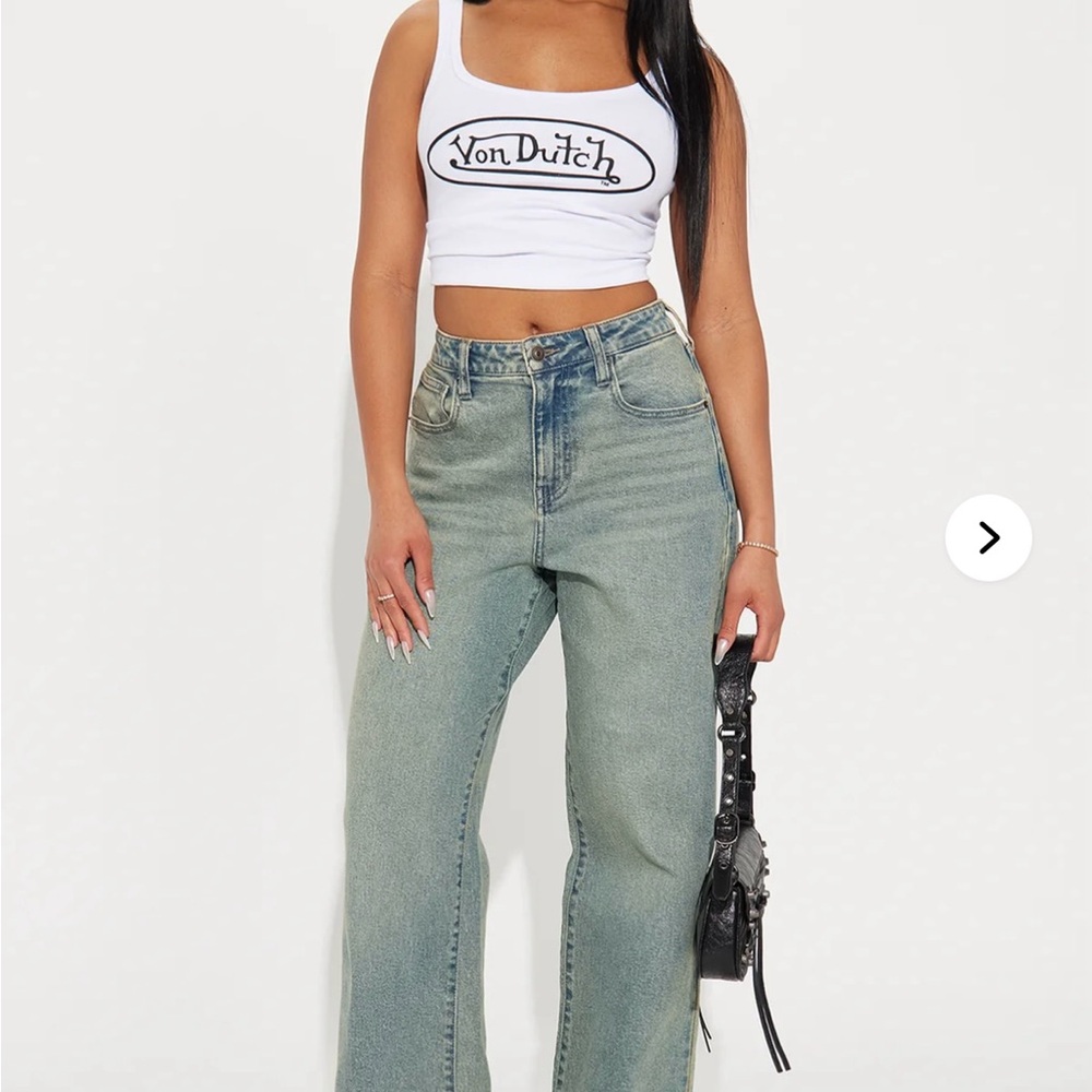 Fashion Nova Blue Cuffed High Waisted High Rise Acid Wash Green Tint Jeans